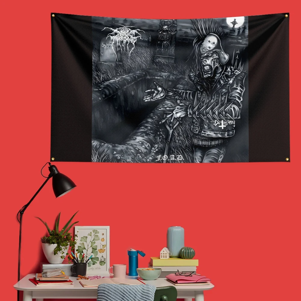 Darkthrone Inspired Rock Music Flag 3x5 FT 90x150cm Polyester Decorative Banner Tapestry For Music Fans Bedroom Wall Decoration