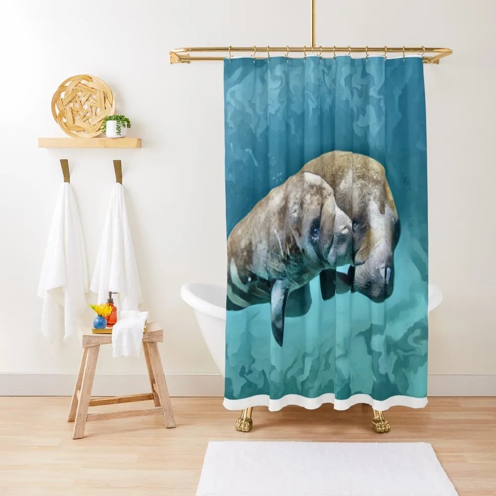 

Manatees Swimming Shower Curtain Funny Shower Shower Waterproof Bathroom Accessorys Curtain