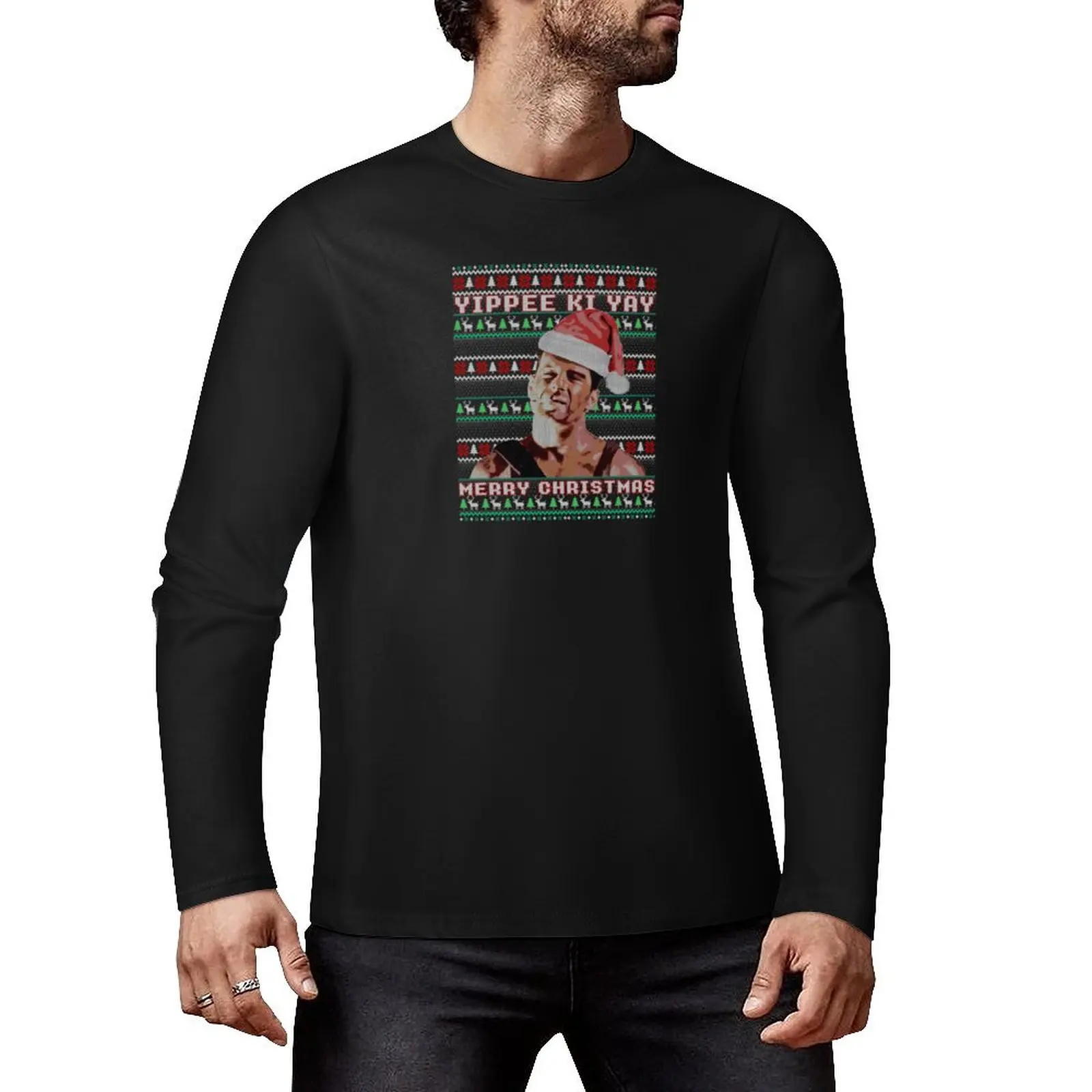 Yippe Ki Yay Funny ugly sweater christmas - Ylp Long T-Shirt shirts graphic tees blank t shirts vintage t shirt men t shirts