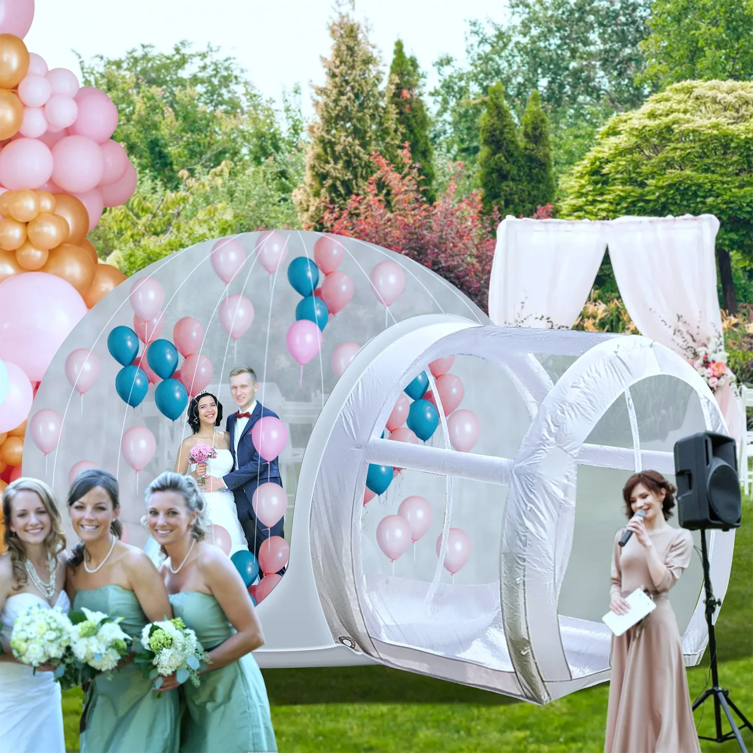 Outdoor Commerical Castle With 750W Air Blower 100 balloons Inflatable 3M 10FT PVC Bubble House Inflatable Chlidren Toys
