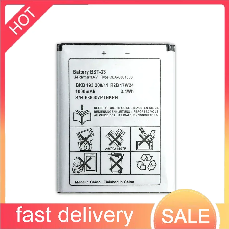 BST-33 Phone Battery For Sony Ericsson BST33 W205 W300 W300i W302 W395 W595 W595a W610 W610i W660 W705 W705u 1000mAh