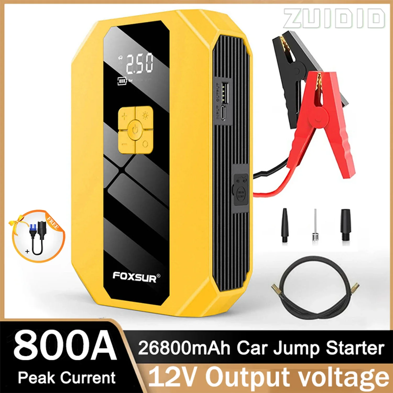 

26800mAh Car Jump Starter Device With Air Compressor Portable Mobile Power Starting Device Car Battery Charger Emergency Supply