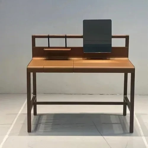 

Minimalist Solid Wood Dressing Table Light Luxury Household Saddle Leather Bedroom Dressing Table Simple Makeup Table