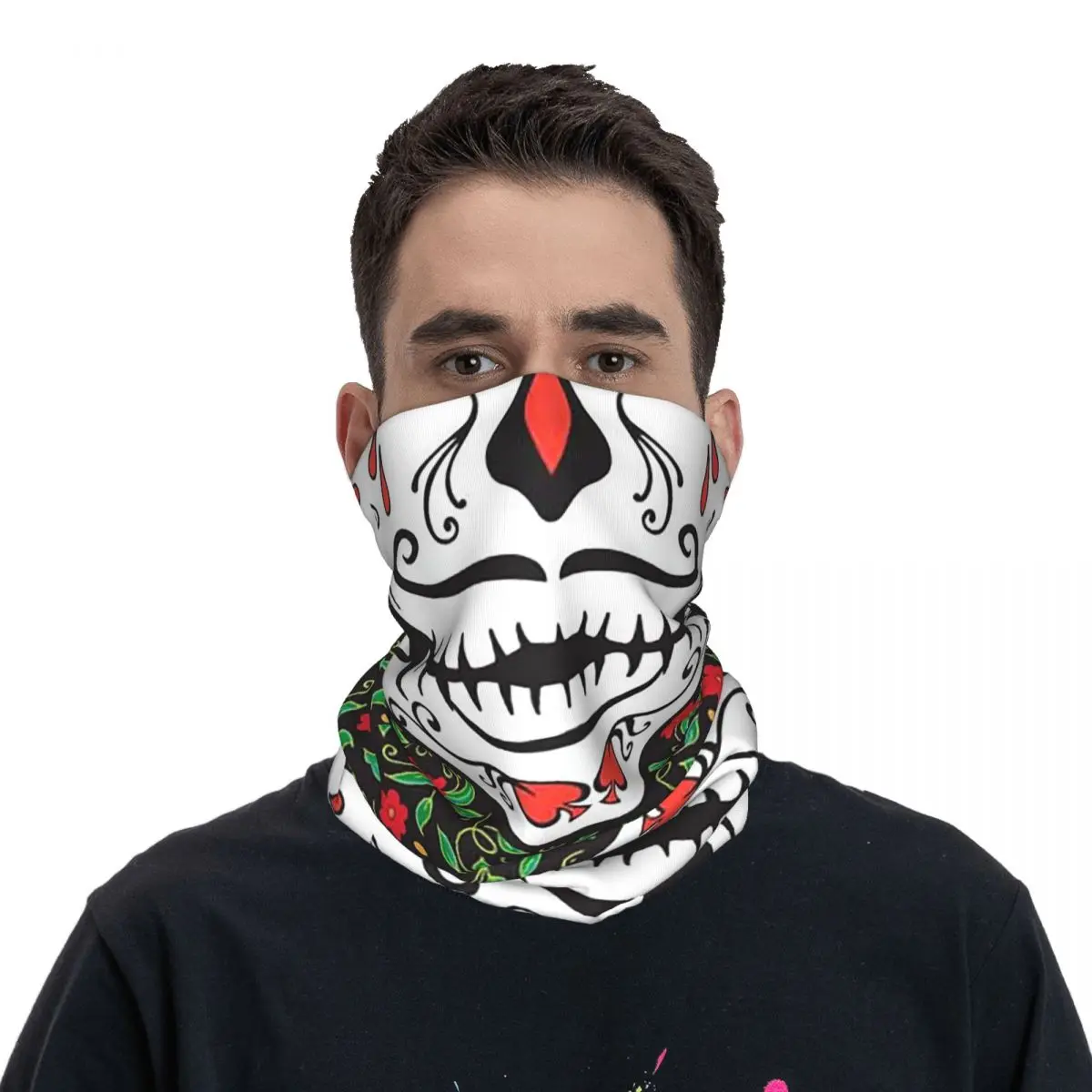 Mask - Sugar Skull Bandana Neck Cover Printed Mask Scarf Warm Balaclava Outdoor Sports Unisex Adult All Season