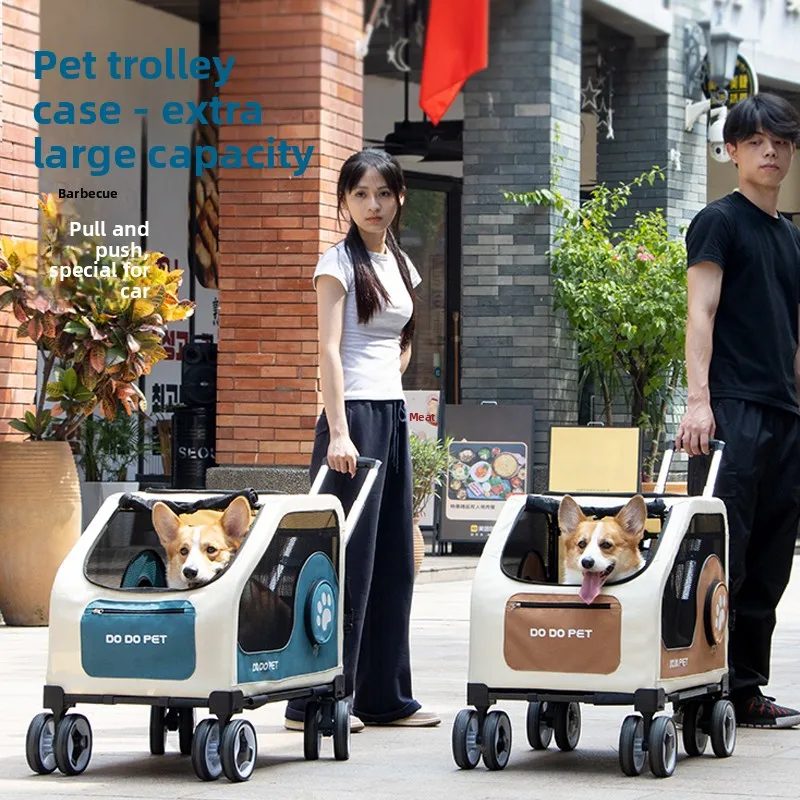 

Large Pet Travel Carrier Foldable Dog Cat Cage with Wheels for Outgoing