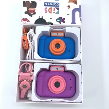 High resolution 4000W front rear dual camera 2 inch HD IPS screen digital kids camera with USB charging lanyard children toys