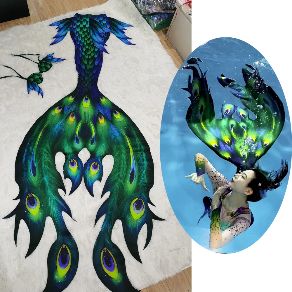 New Mermaid Peacock Big Tail Swimsuit Summer Beach Mermaid Adult Swimming Role Play Aquarium Performance Swimsuit Peacock Style