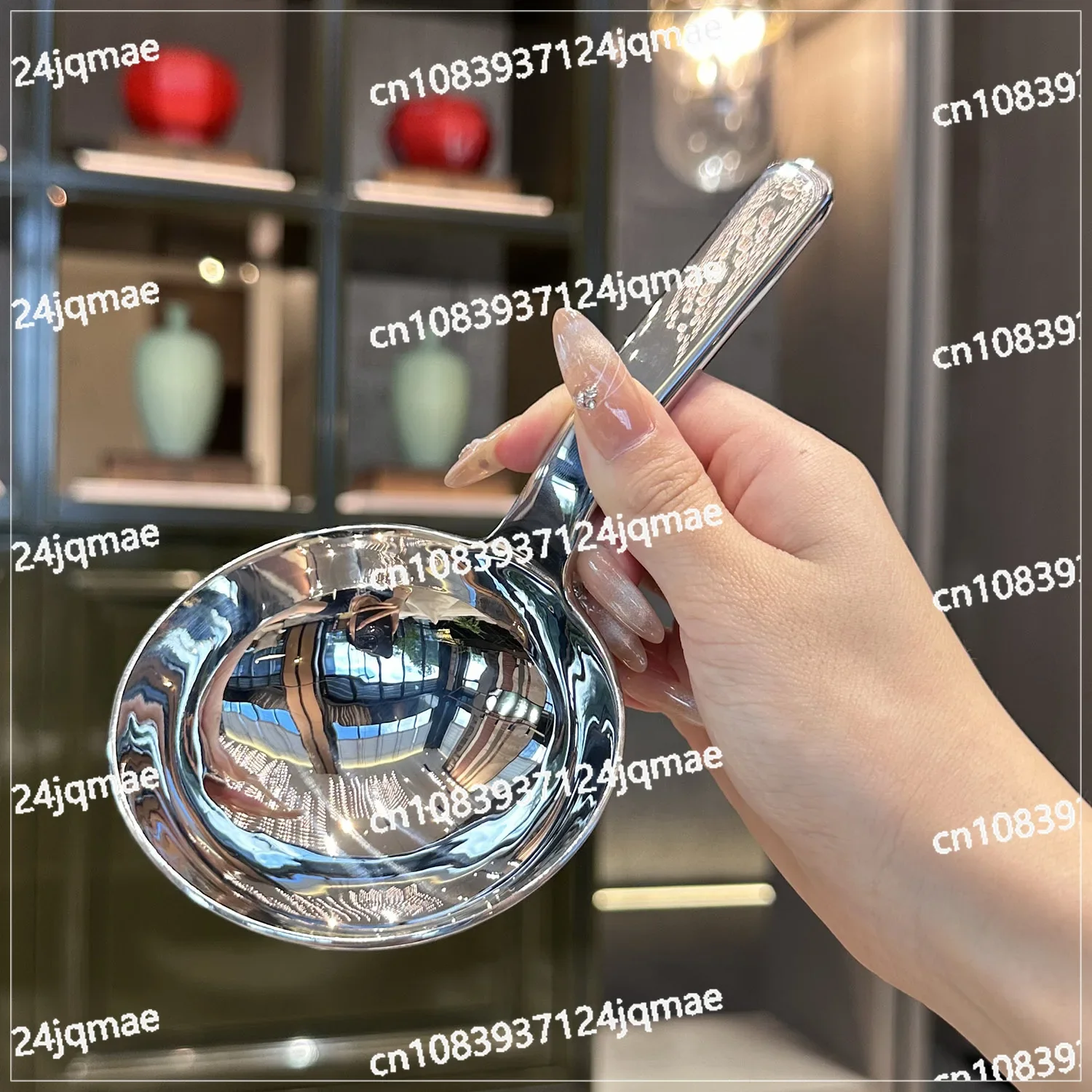 [Owner's Wife's Own Use] Stainless Steel Short Handle Big Round Spoon, Big Head Soup Spoon, Meal Spoon, Rice Flour Spoon