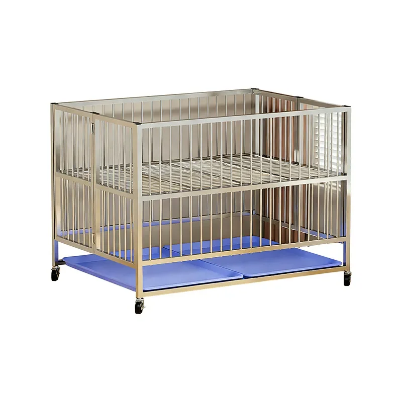 304 Stainless Steel Dog Cage Large Medium Small Single Layer Pet Crate for Dogs and Cats Durable Metal Kennel