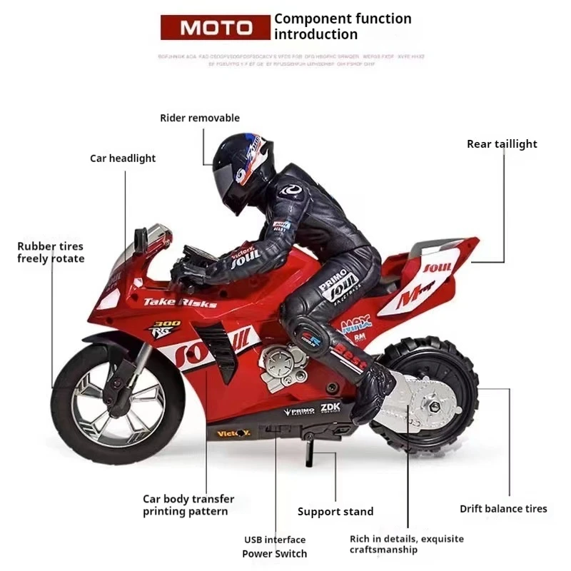 Stunt op afstand bestuurbare motorfiets Drifting Roterende zelfbalancerende concurrerende op afstand bestuurbare motorfiets elektrische speelgoedauto