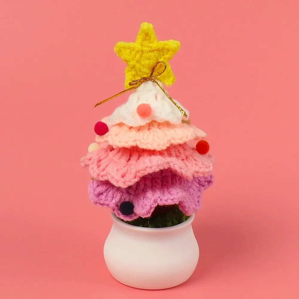 Cute Crochet Christmas Tree Decor Mini Finished Christmas Tree Potted Knitted Flower Plants Pine Handmade - Image 4