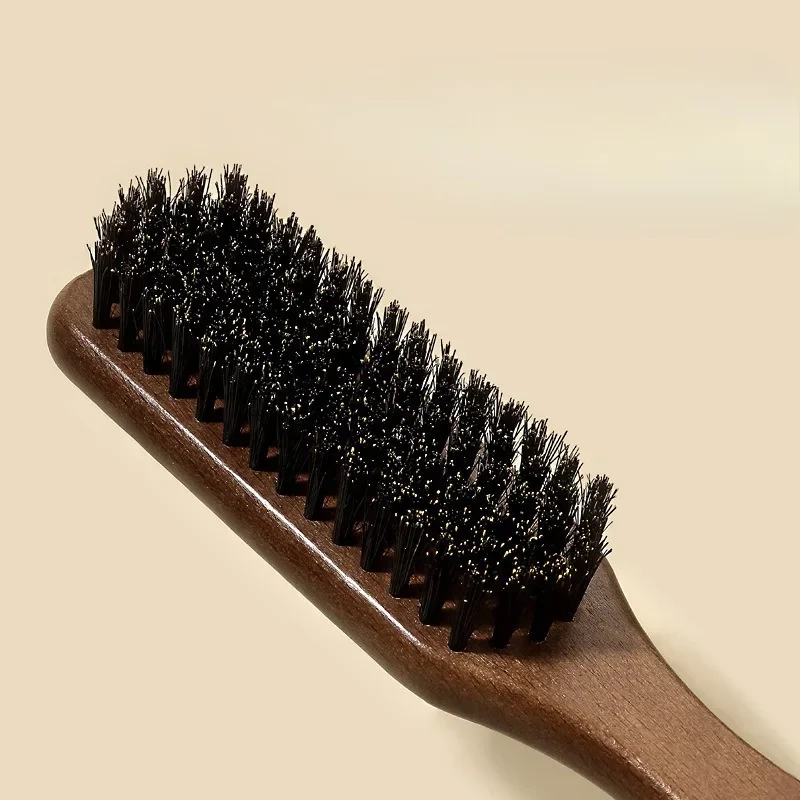 Men Beech Wood Beard Brush Boar Bristle Hair Styling Comb Grooming Tool for Barber Shop Cleanup