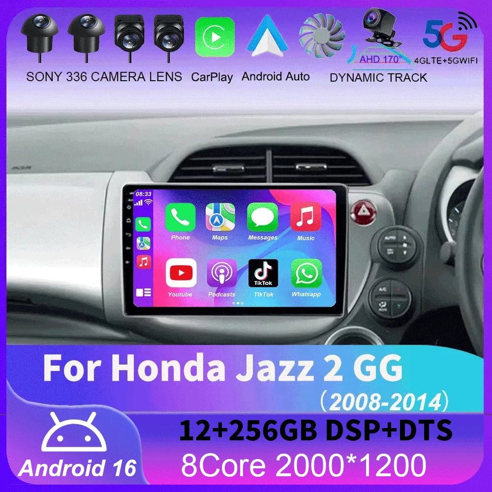 

Для Honda Jazz 2 GG 2008-2014, Fit 2 GE GP GE 2007-2014: GPS-автомагнитола, навигация, мультимедийный видеоплеер, стереосистема, Bluetooth, Android 16