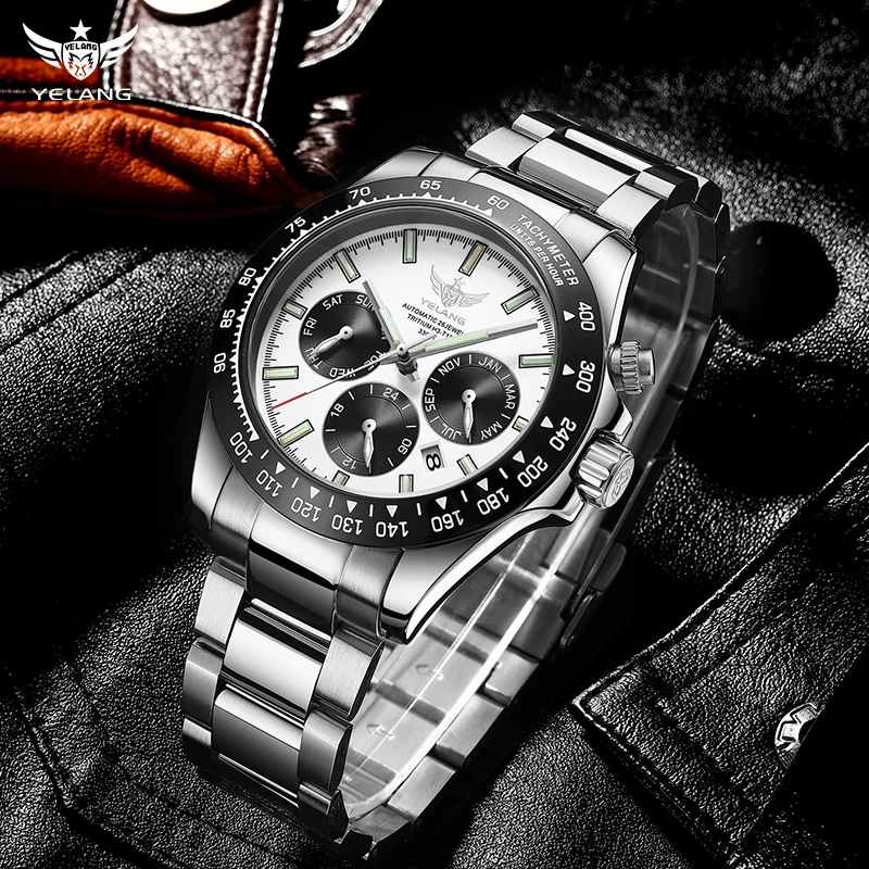 Yelang Men Sports Watch 42mm Retro Luxury Japan 9120 Fully Automatic Mechanical Sapphire Wrist Watch 10Bar Luminous Clock Reloj