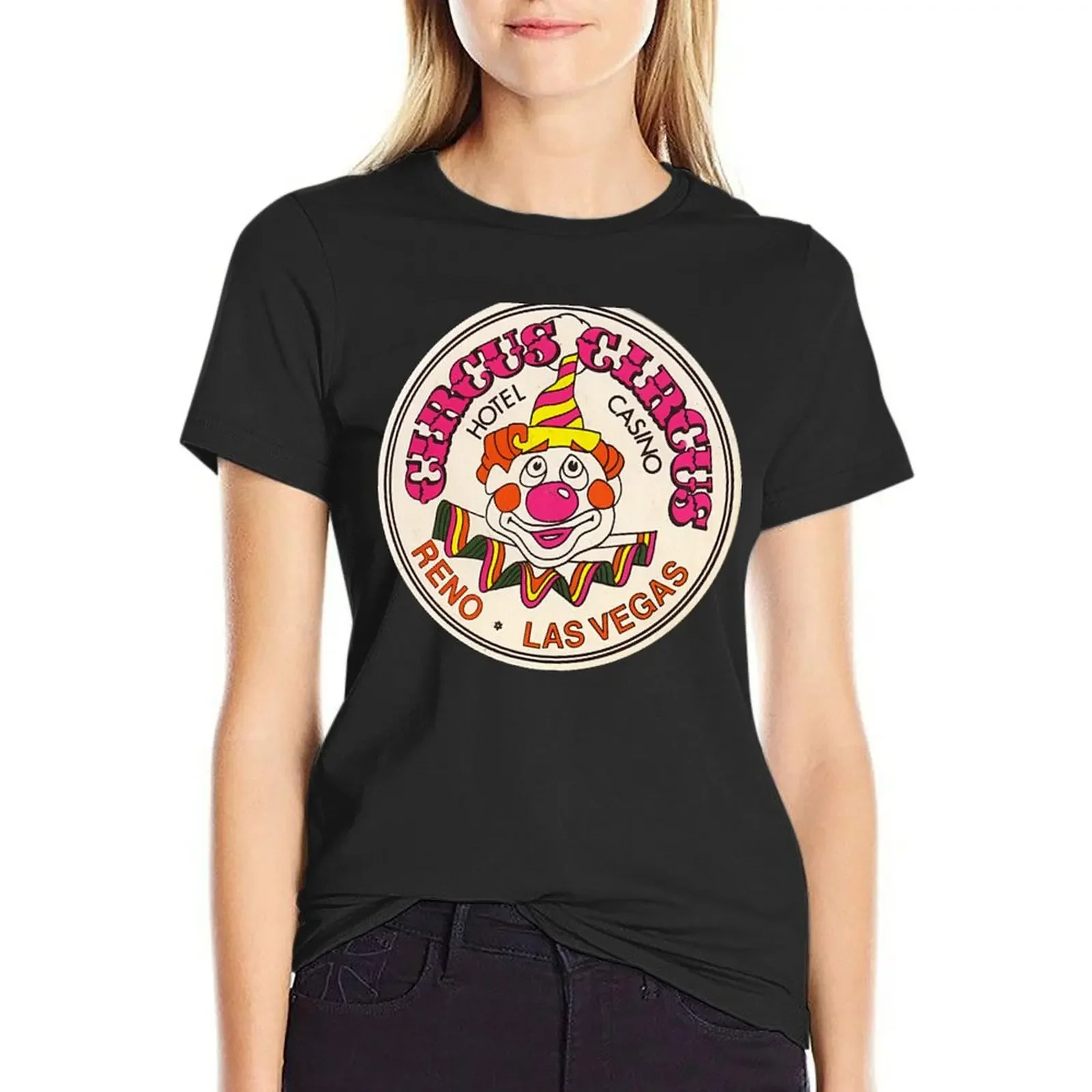 

Circus Circus Casino Hotel Vintage Clown Retro Las Vegas T-shirt oversized cute tops funny t shirts for Women