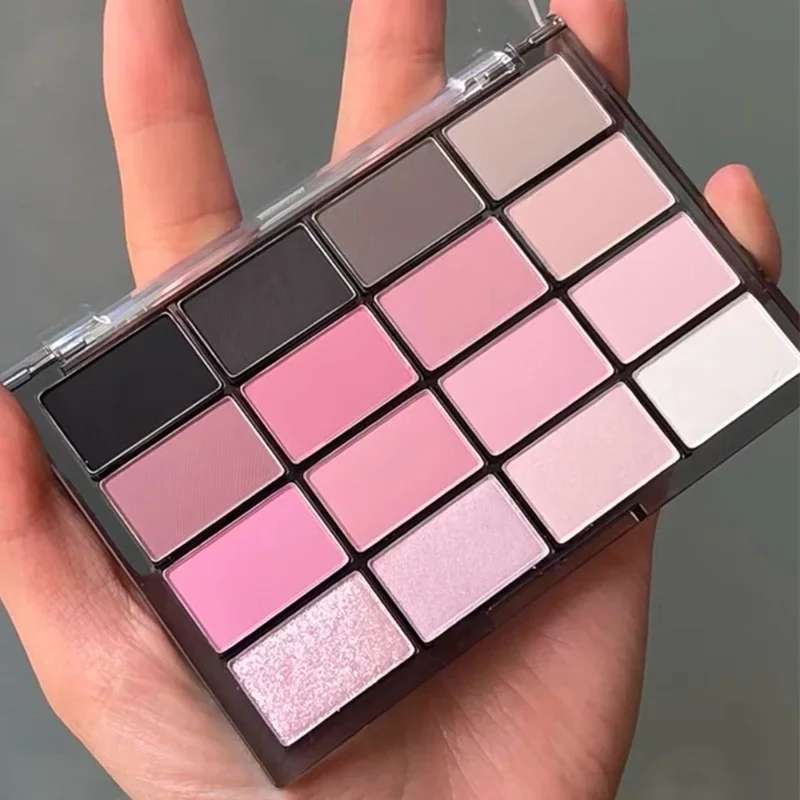 16 色ブラックピンクアイシャドウパレットグリッターシマー真珠光沢のあるマット低彩度スタイル長持ちアイシャドウアイメイク