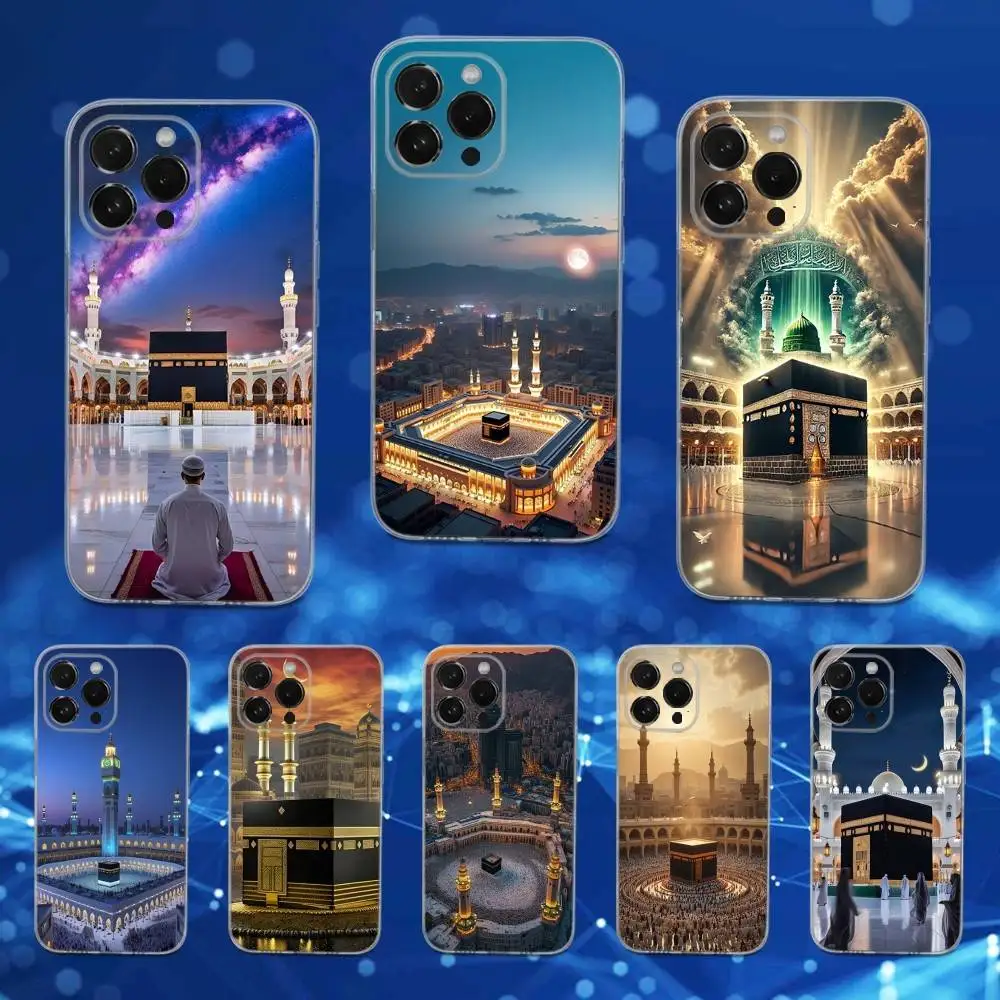 

IN Mecca Pilgrims Art Case For iPhone 16,15,17,14,13,12,11 Pro,Max,Plus,X,XS,XR,SE,Mini Transparent Soft Cover