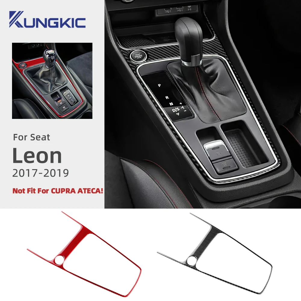 For Seat Leon 2017 2018 2019 Real Soft Carbon Fiber Sticker LHD RHD Car Gear Shift Outer Frame Panel Trim Interior Accessories