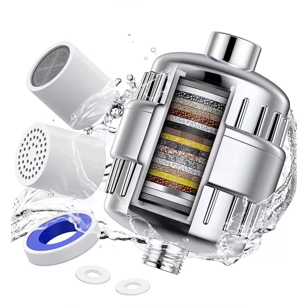 

Фильтр для душа 15-20 градусов для жесткой воды, удаление хлора и тяжелых металлов, смягчитель воды большой емкости для ухода за кожей и волосами