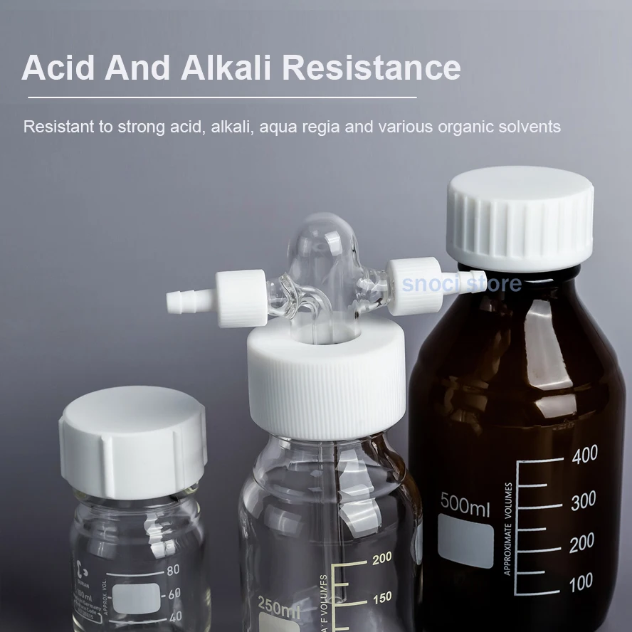 GL45 PTFE Reagent bottle Screw Cap GL14 GL18 GL25 GL32 GL45 gas washing bottle screw caps with barb hose fitting for laboratory