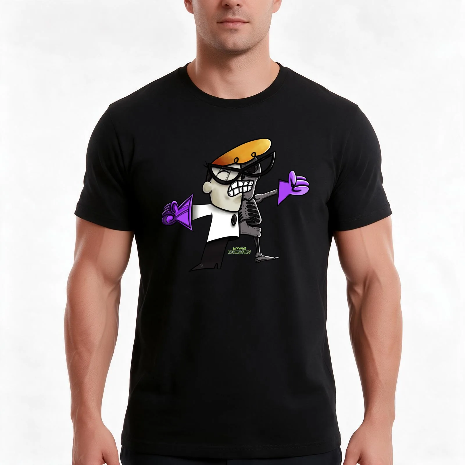 Dexters laboratory fan art 1 T-Shirt, Summer Casual Cotton Tee, Oversized Streetwear Tops, Vintage Graphic Print, 100% Cotton