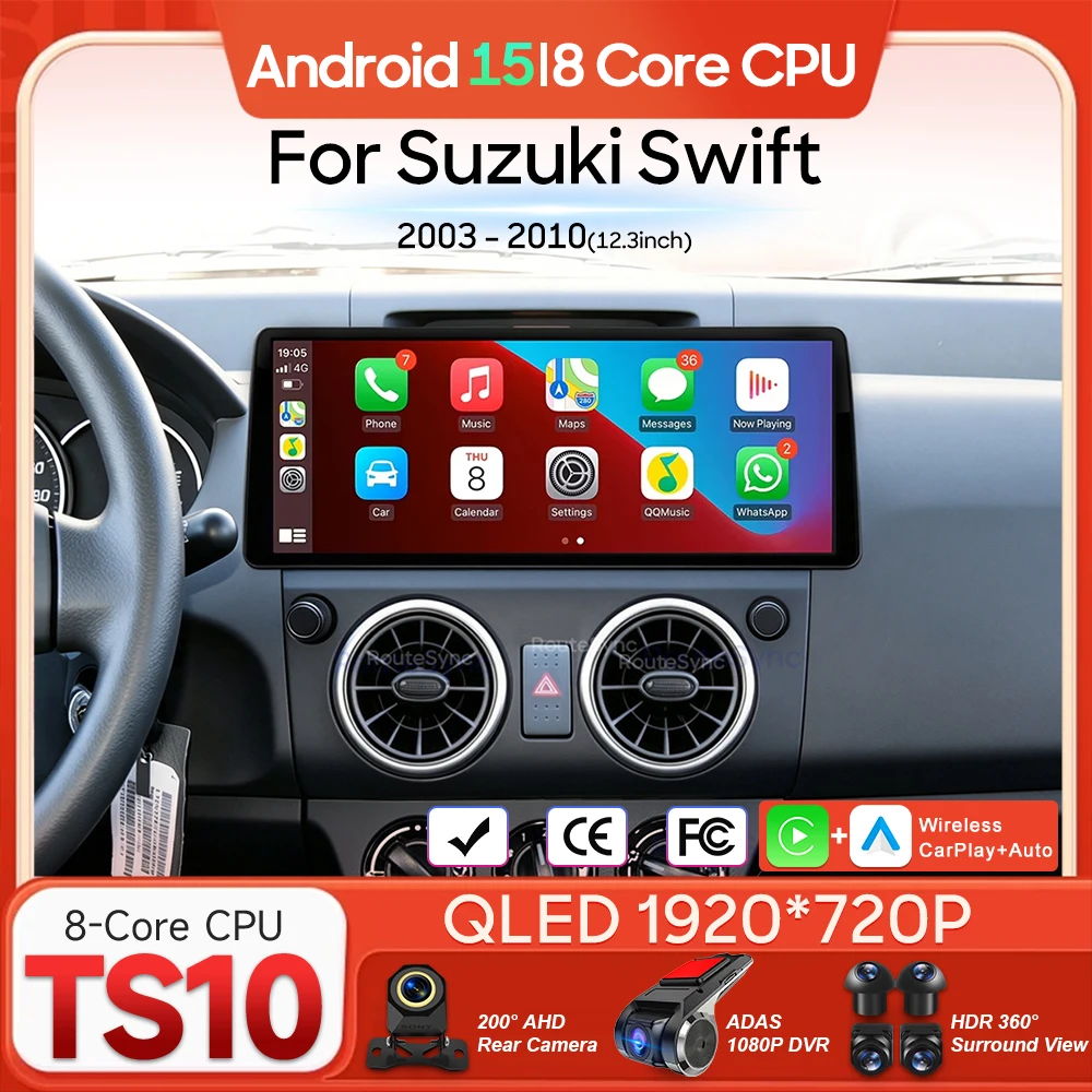 Car Multimedia Player Android 15 For Suzuki Swift 2003 2004 2005 - 2010 Wireless CarPlay GPS Android Auto Wifi Stereo 2Din 4G