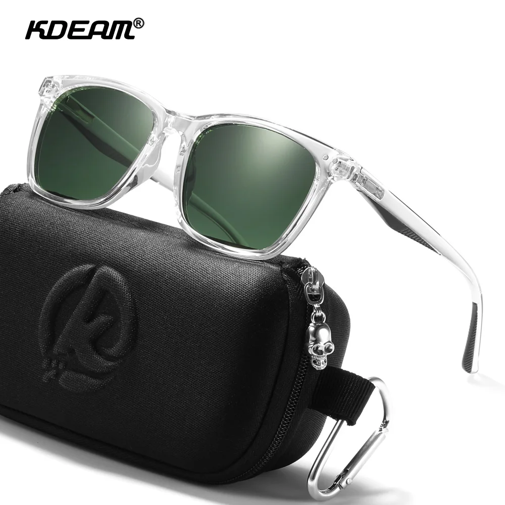 KDEAM Men's Square Sunglasses Polarized Lens TR90 Material Frame Spring Stainless Steel Hinges Fishing Sun Glasses KD393