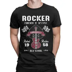 男性用ロッカビリーTシャツ,ヴィンテージロッカーシャツ,カフェレーサースタイル,レトロ,モーターサイクルライダー,サマーアパレル,1950s