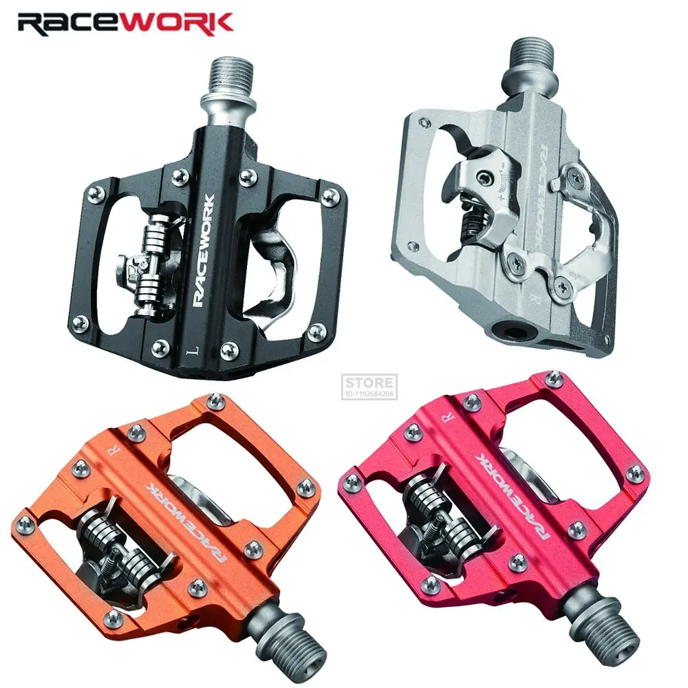 

RACEWORK педаль горного велосипеда самоблокирующийся плоский двухцелевой CNC алюминиевый сплав DU подшипник SPD Велоспорт