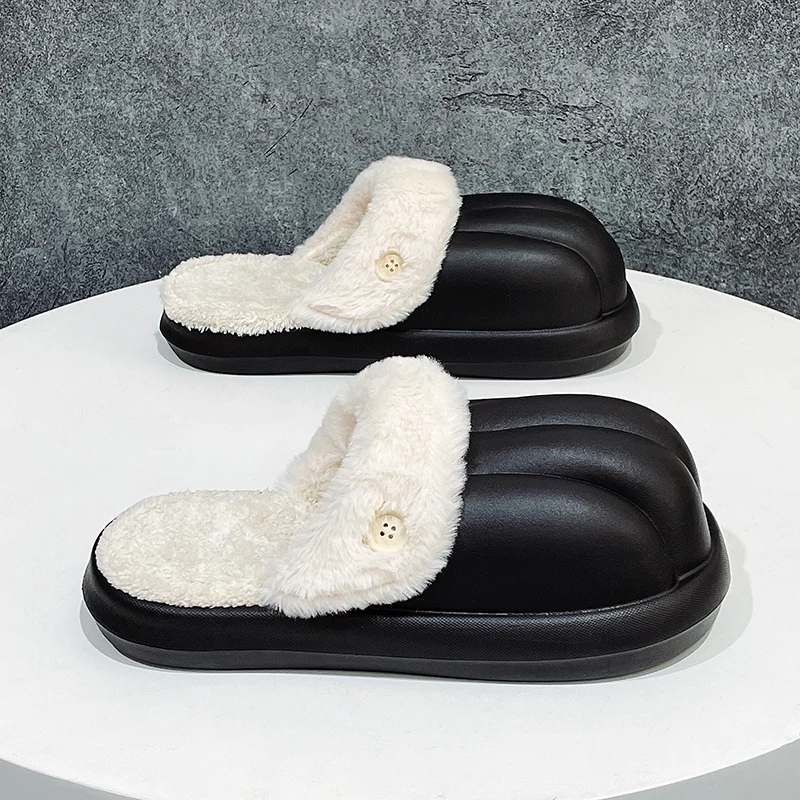 Katoenen Huisslippers Herenschoen Winter Eva Zachte Waterdichte Coupleshoes Grote Ronde Neus Platform Monster Mode Outdoor Anti-Slip