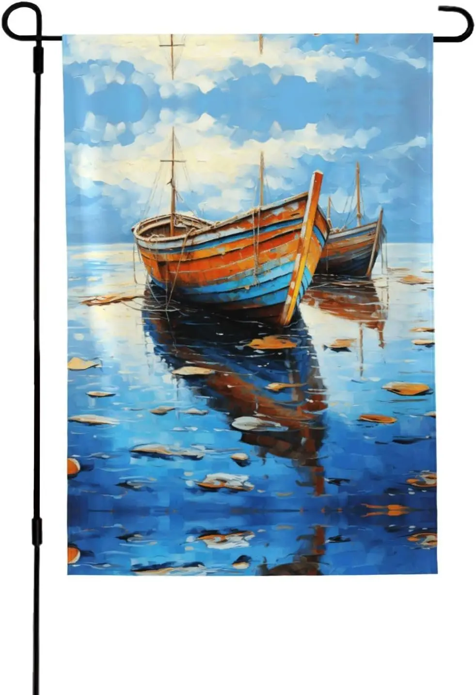 Boats And Sea Oil Paintings Printed Garden Flag 28x40 Inch Welcome Spring Flag Summer Flag Vertical Double Sided Yard Flag P GGO