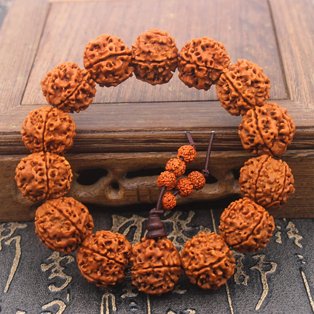 18mm 5 Mukhi Rudraksha Mala Rosary Bracelet Bodhi Tibetan Buddhism Bracelet Yoga Healing Prayer Chakras Energy Amulet