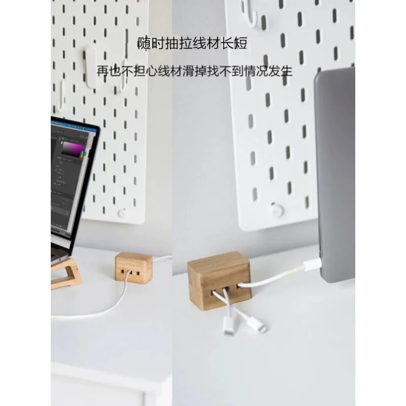 Mobile phone cable retainer, finishing line, pasting desktop charging data cable, solid wood magnetic storage