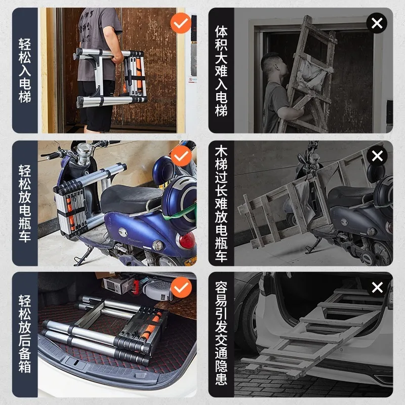 Thickened Aluminum A-frame Step Ladder, 4 to 5 Steps Foldable Telescopic Multi-purpose Ladder for Indoor Household Use view 5
