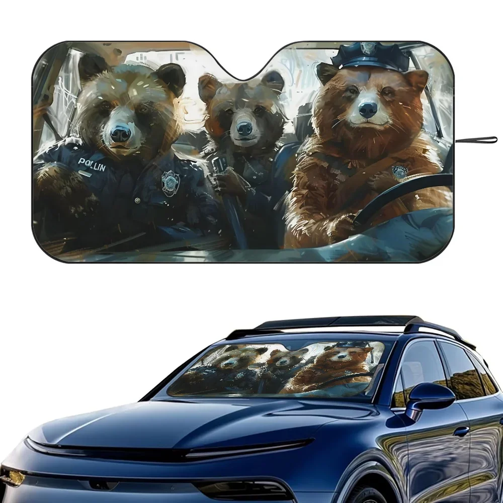 

Забавный медведь, семейный автомобильный солнцезащитный козырек, теплоизоляционная алюминиевая пленка, солнцезащитные козырьки на лобовое стекло, блоки УФ-лучей, автомобильный солнцезащитный козырек
