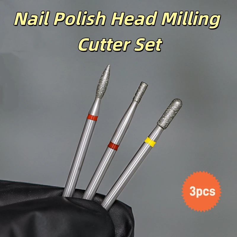 3개입 불꽃 모양 다이아몬드 네일 드릴 비트 세트 큐티클 클린 버 제거용 매니큐어 드릴 네일 액세서리