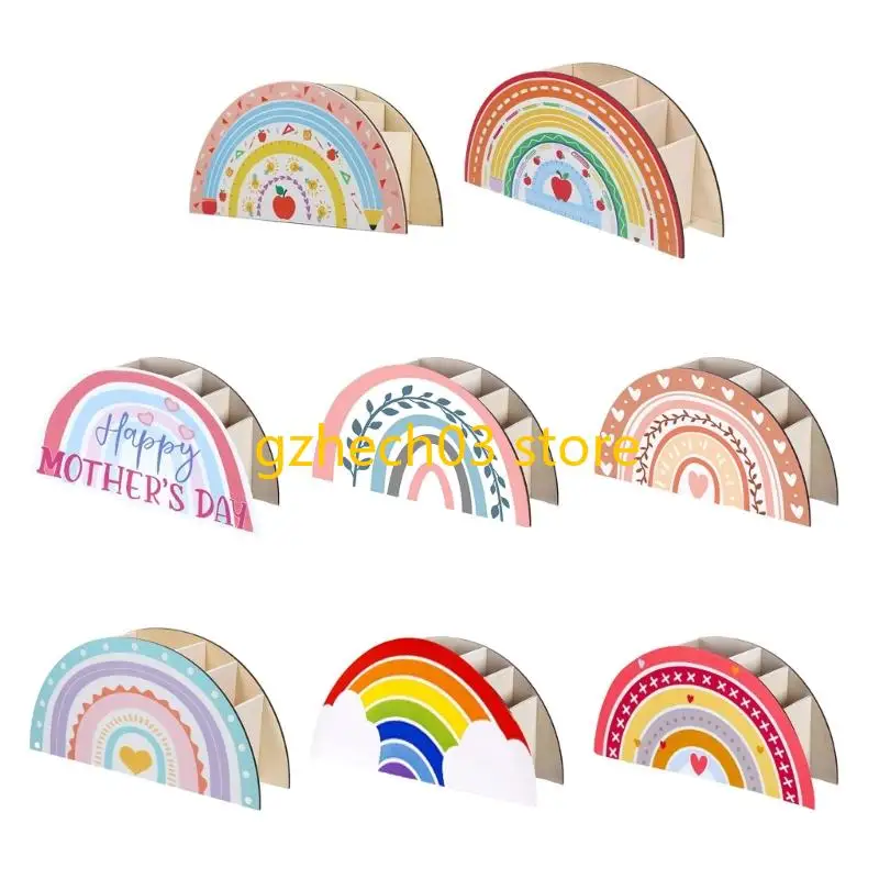 

G2AC Pencil Cup Rainbow Pen Stand Desk Pencil Organizers 5 Compartments