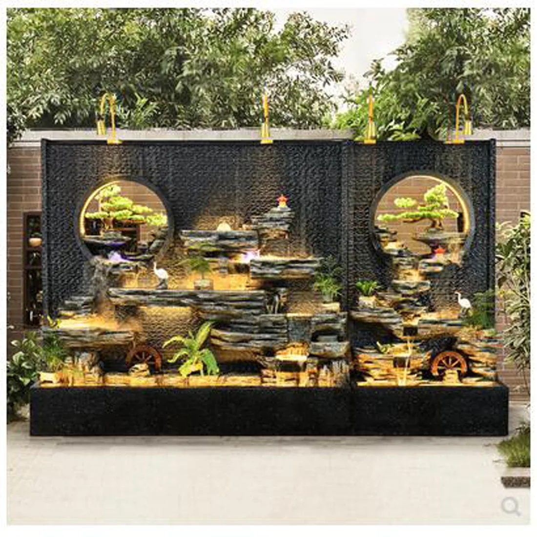 Courtyard ceramic fountain, flowing water, ornaments, circulating water, modern light luxury waterscape, large fortune rockery H