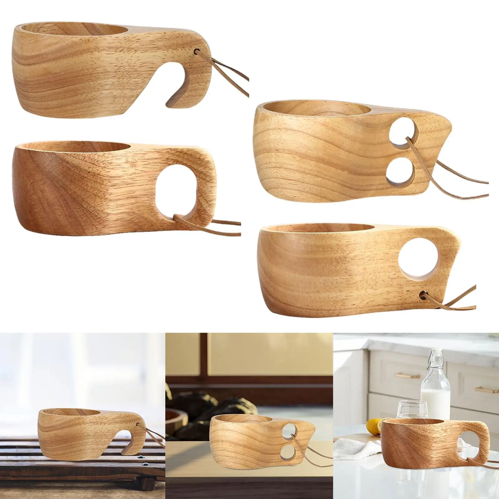 كوب حليب خشبي خفيف الوزن ومحمول للنزهات المنزلية الخارجية #3