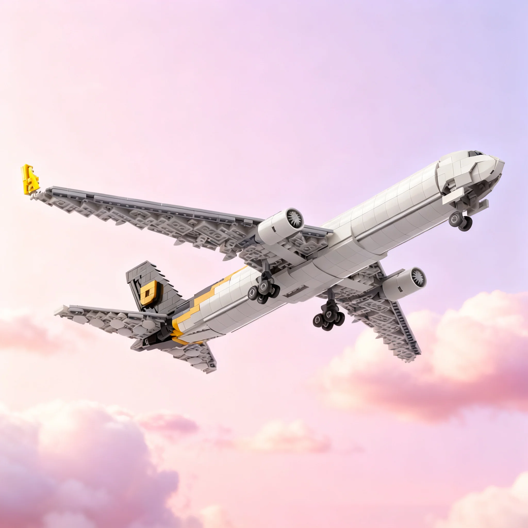 1242 детали MOC Промо-набор Авиакомпания Boeing 767-300F - Ливрея UPS, масштаб 1:100, модель из строительных блоков, рождественские подарки, игрушка, коллекция.