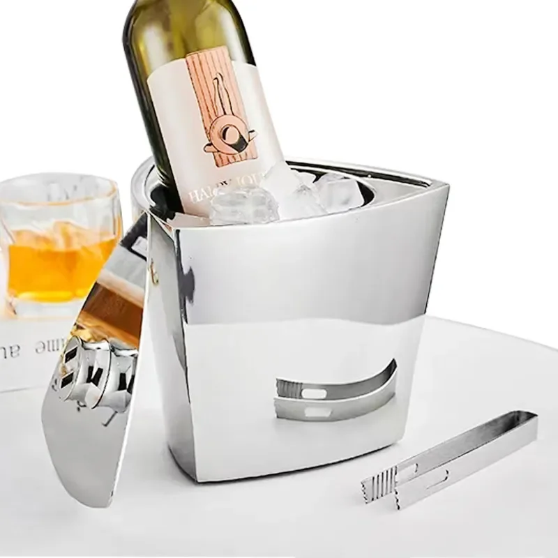 Thickened Stainless Steel Ice Bucket for Champagne Wine Beer KTV Bar Commercial Use Creative Design Large Capacity Cube