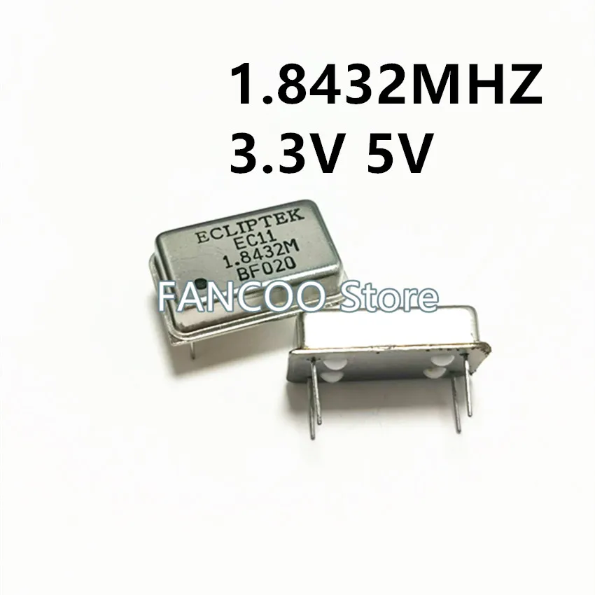 5pcs 1.8432M 1.8432MHZ 1.8432 Crystal 1.843200MHZ Oscillator Active OSC DIP-4 Rectangle Full Size 3.3V 5V 1.843200M