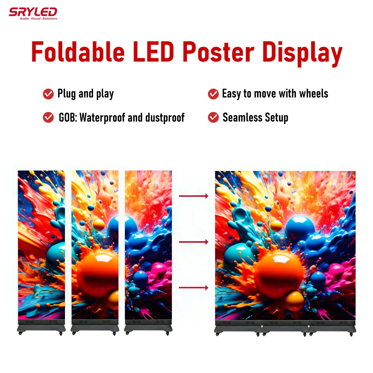 High Bright Seamless Splicing LED Foldable Poster Video Wall Standee Totem LED Poster for Marketing