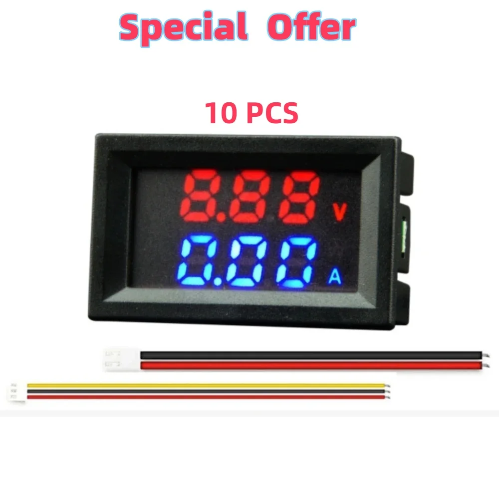 10PCS DC 100V 10A Digital Voltmeter Ammeter Panel Amp Volt Voltage Current Meter Tester Detector 0.56