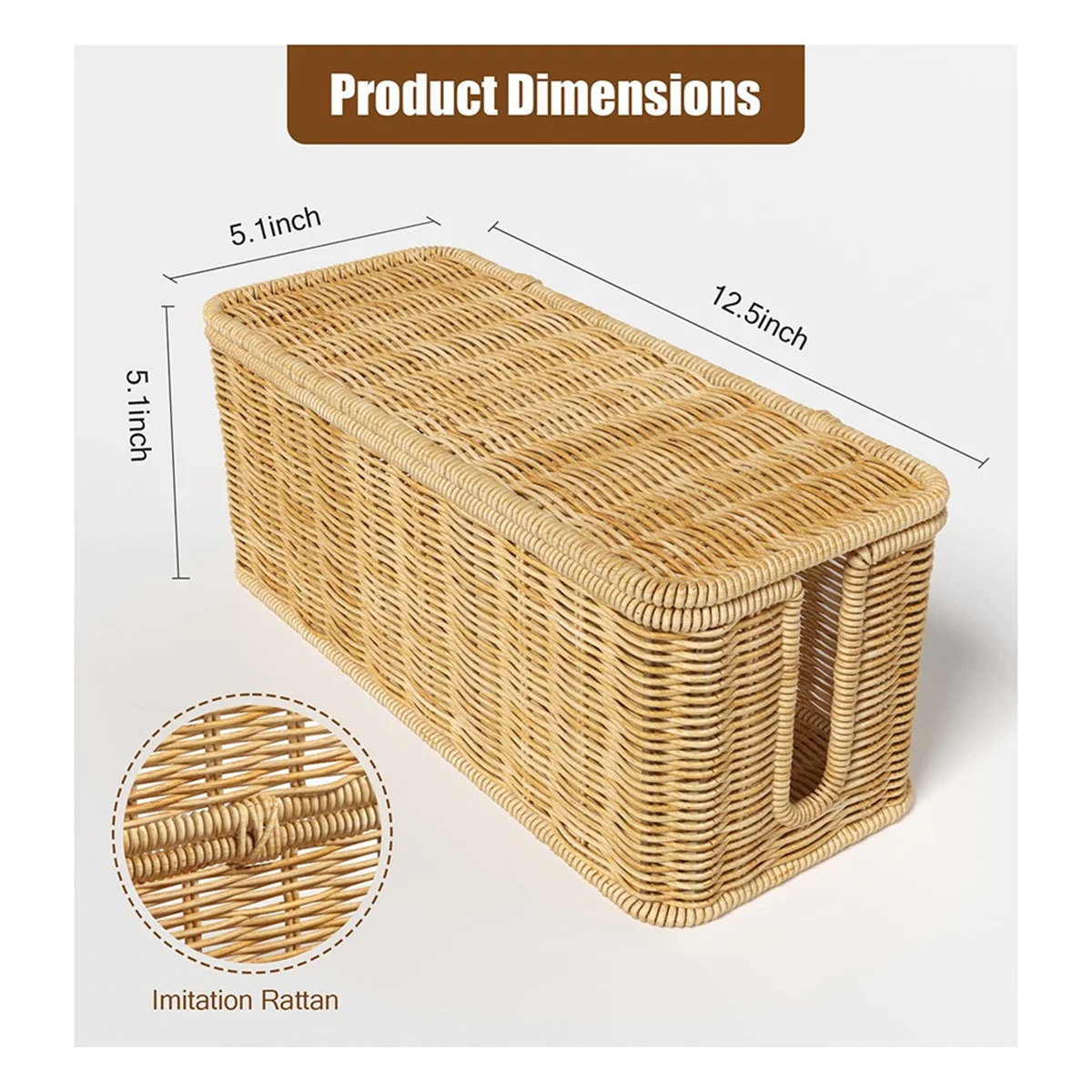 

【Купите и это $но】Коробка для прокладки кабелей, органайзер для шнура из искусственного ротанга ручной работы с крышкой, 2 открытых слота, коробка-органайзер для кабелей