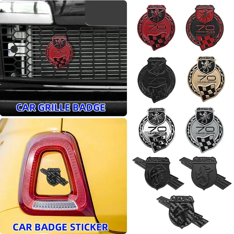 3D 70th Anniversary Badge Suitable Sticker For Fiat 500 Abarth 500 595 124 125 695 Car Body Grille Modification Accessories