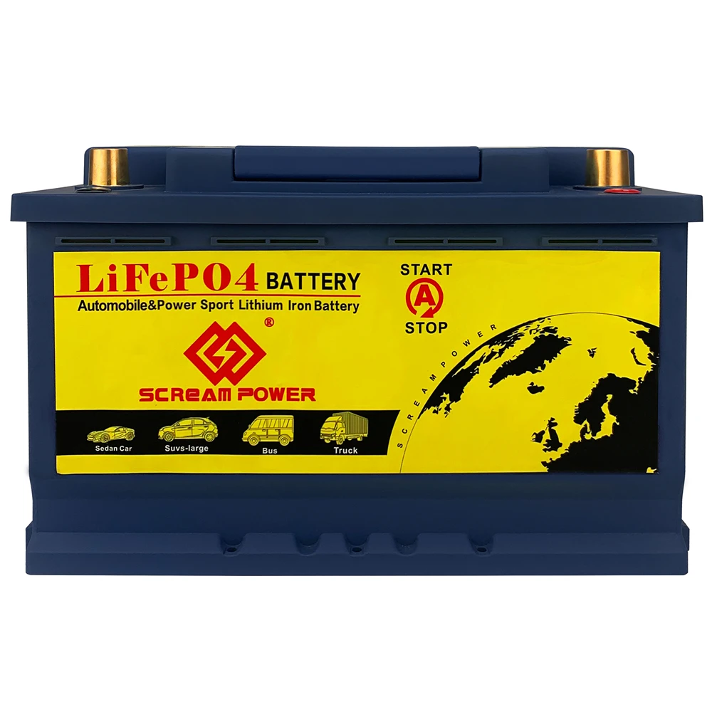 Scr082-20 12V 82AH Car LiFePO4 Battery 1049.6Wh 1600CCA Jump Starter With 200A BMS Protection For Car Starting, RV, Camping