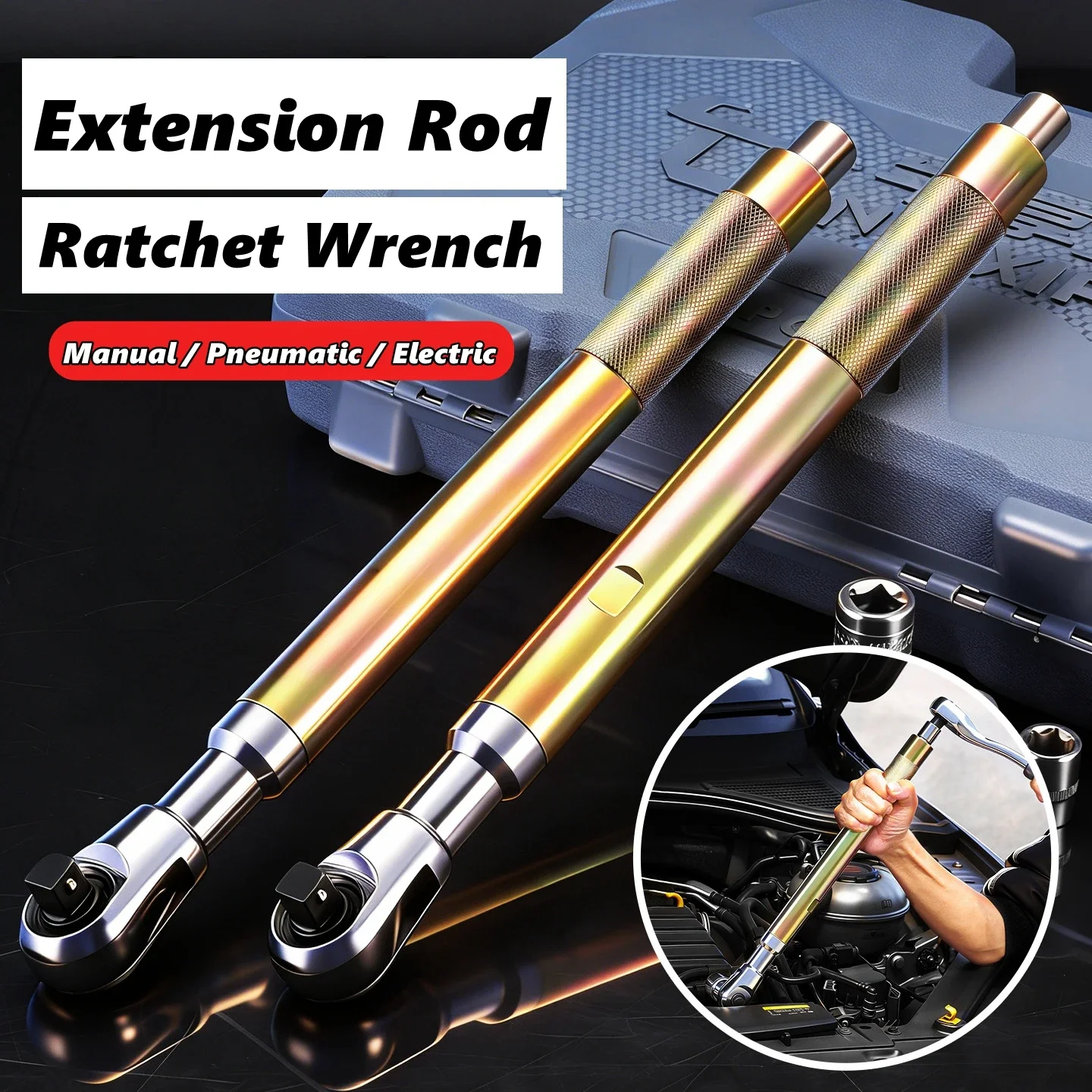 Offset Impact Ratchet Extended Wrench 1/2 Inch Electric Extension Rod Motorcycle Repair Tool Accessories for Small Spaces