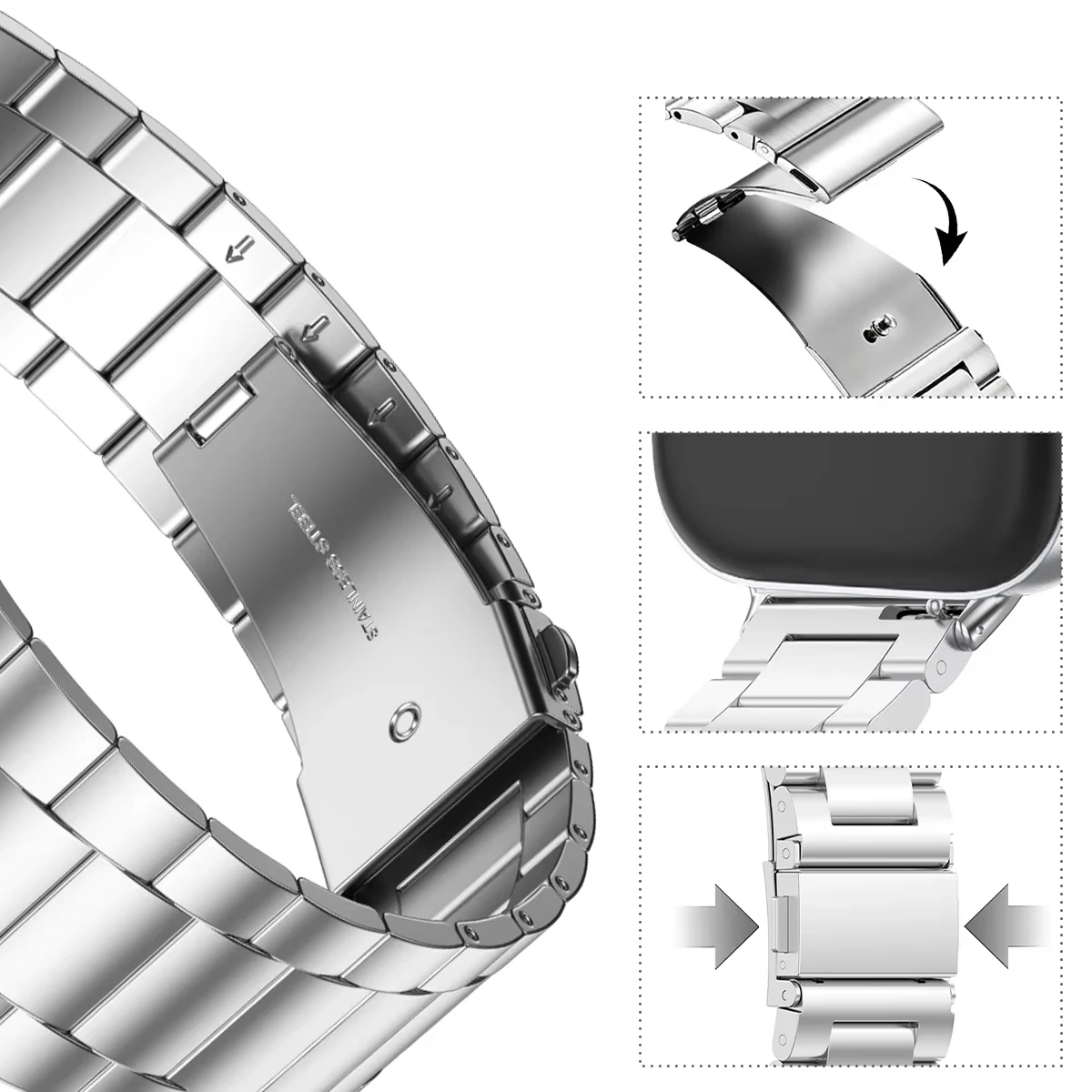 Smartwatch Strap For Redmi Watch 5 4 Stainless Steel Bracelet for Xiaomi Mi Band 9 Pro/8 Pro Replacement Metal Watchband Correa