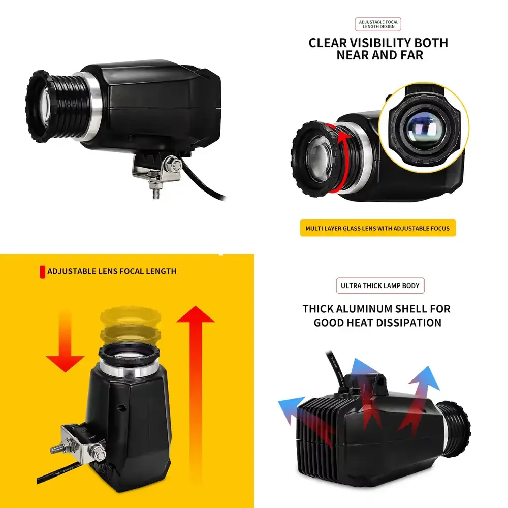 

20W IP67 Waterproof Safety Warning Projector Lamp with Logo Projection for Forklift Construction Vehicles for Heavy Equipment